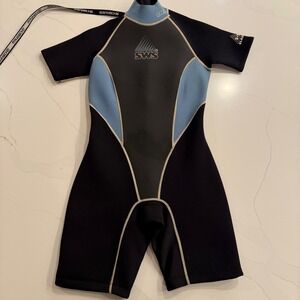 Skiwarm Women's Wetsuit Size 10 Shorty Springsuit Black Blue